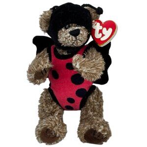Ty 1993 Busgy Always A Lady 8” Furry Plush Wearing Removable Ladybug Costume